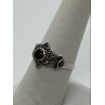 925 Sterling Silver Onyx & Marcasite Ring Size 7