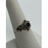 925 Sterling Silver Onyx & Marcasite Ring Size 7