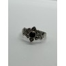 925 Sterling Silver Onyx & Marcasite Ring Size 7