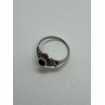 925 Sterling Silver Onyx & Marcasite Ring Size 7
