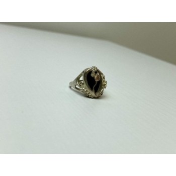 925 Sterling Silver Black Onyx Ring Size 6.5
