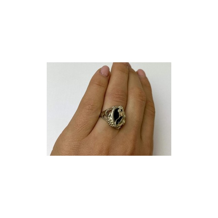 925 Sterling Silver Black Onyx Ring Size 6.5