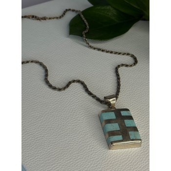 Vintage 925 Sterling Silver Turquoise Necklace Length 18 inch