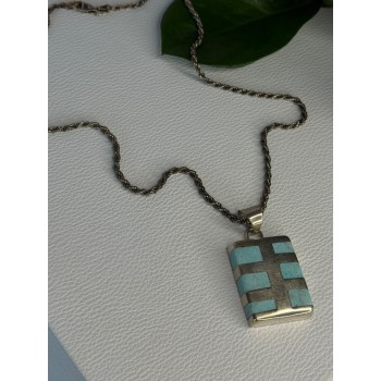 Vintage 925 Sterling Silver Turquoise Necklace Length 18 inch