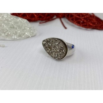 925 Sterling Silver Pyrite Ring Size 8