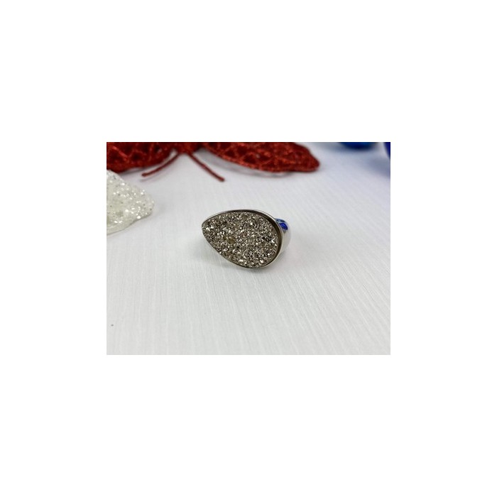 925 Sterling Silver Pyrite Ring Size 8