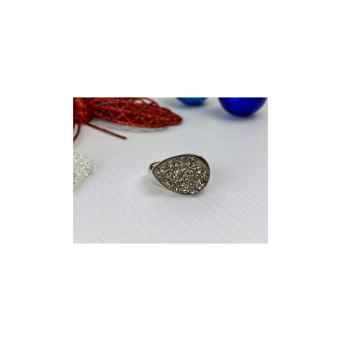 925 Sterling Silver Pyrite Ring Size 8