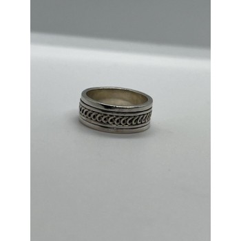 925 Sterling Silver & Spinner Geo Art Ring Size 7