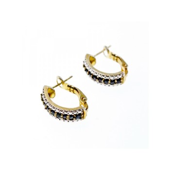 925 Sterling Silver Gold Plated Black Spinel Earrings