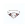 925 Sterling Silver Goshenite & Garnet Ring Size 8