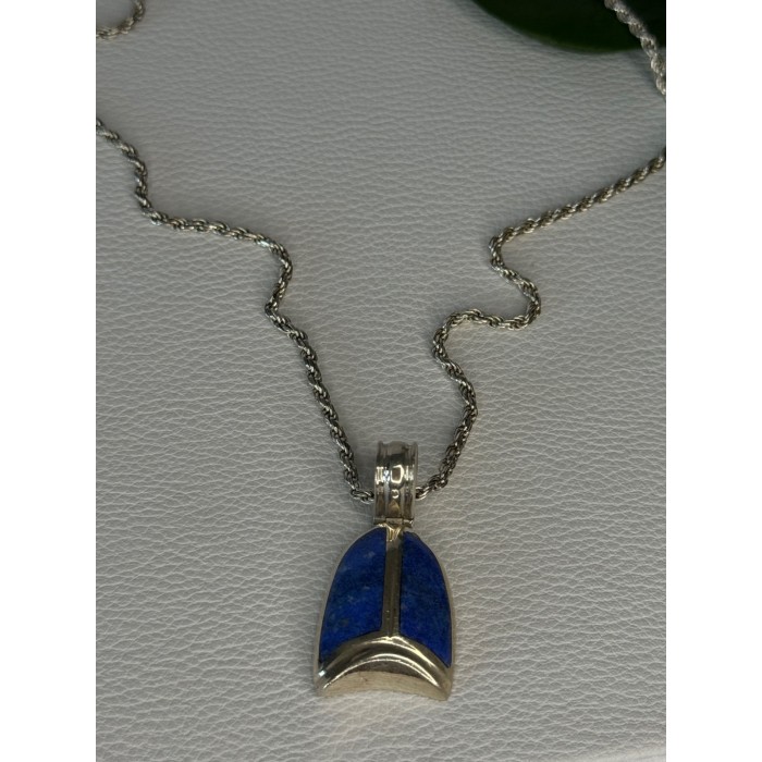 Vintage 925 Sterling Silver Sodalite Necklace Length 20 inch