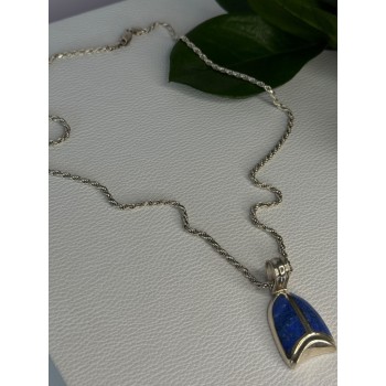 Vintage 925 Sterling Silver Sodalite Necklace Length 20 inch
