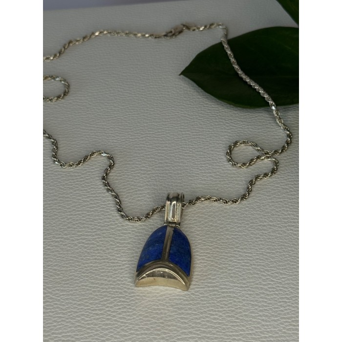 Vintage 925 Sterling Silver Sodalite Necklace Length 20 inch