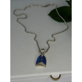 Vintage 925 Sterling Silver Sodalite Necklace Length 20 inch