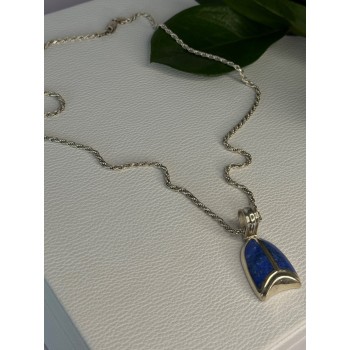 Vintage 925 Sterling Silver Sodalite Necklace Length 20 inch