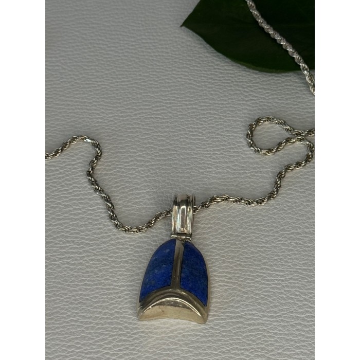 Vintage 925 Sterling Silver Sodalite Necklace Length 20 inch