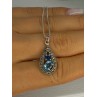 925 Sterling Silver Topaz & Sapphire & Marcasite Necklace Length 15.5 inch