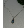 925 Sterling Silver Topaz & Sapphire & Marcasite Necklace Length 15.5 inch