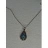 925 Sterling Silver Topaz & Sapphire & Marcasite Necklace Length 15.5 inch