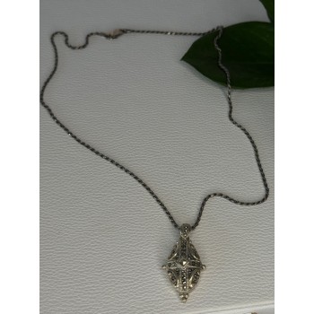 Elegant Vintage 925 Sterling Silver Marcasite Necklace Length 17.5 inch