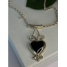 925 Sterling Silver Onyx Heart Necklace Length 24 inch