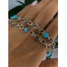 Beautiful 925 Sterling Silver Turquoise Necklace Length 24 inch