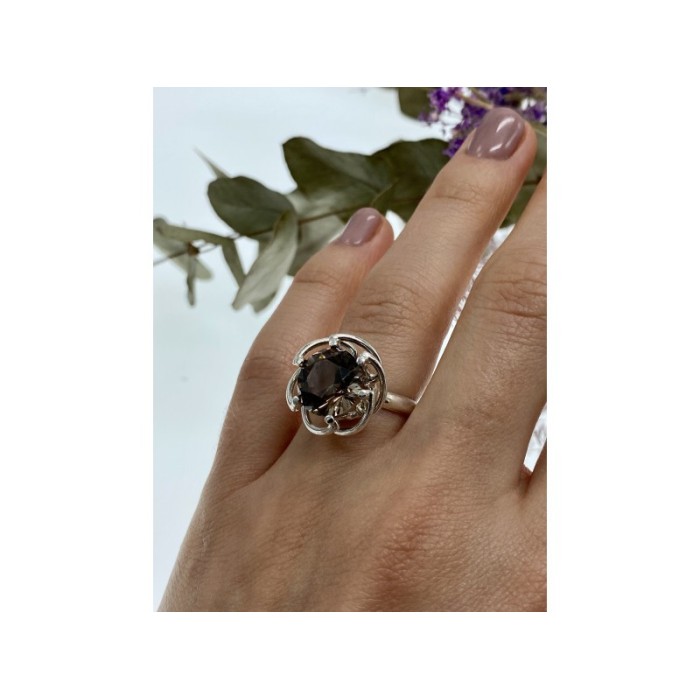 925 Sterling Silver Brown Tourmaline Ring Size 6.5