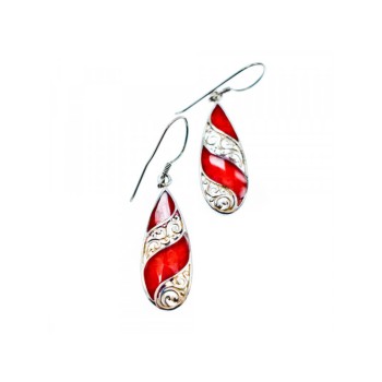 Vintage 925 Sterling Silver Red Jasper Earrings