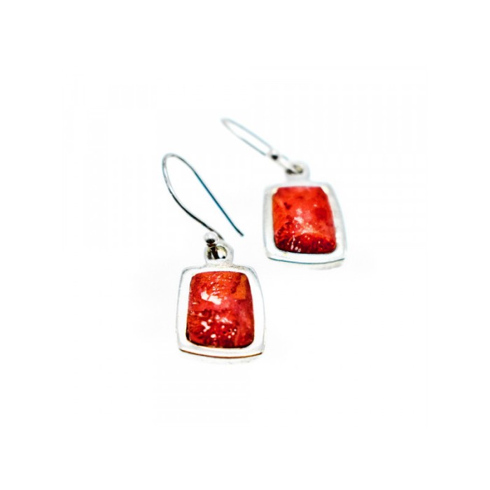 Vintage 925 Sterling Silver Red Jasper Earrings
