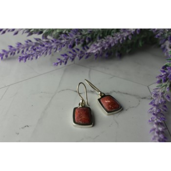 Vintage 925 Sterling Silver Red Jasper Earrings