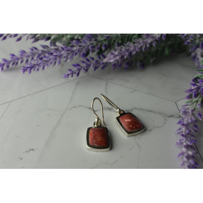 Vintage 925 Sterling Silver Red Jasper Earrings