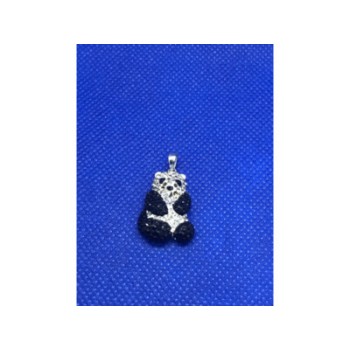 925 Sterling Silver Black & White CZ Panda Pendant