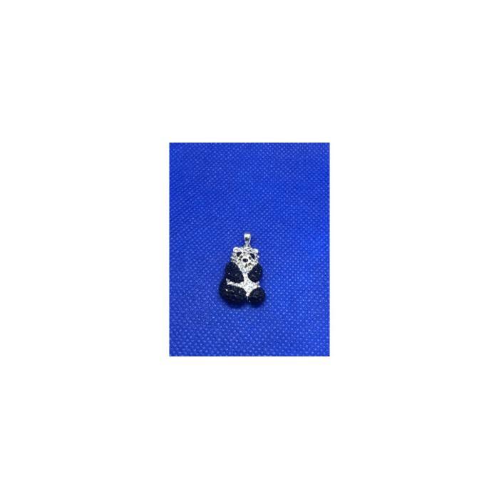 925 Sterling Silver Black & White CZ Panda Pendant