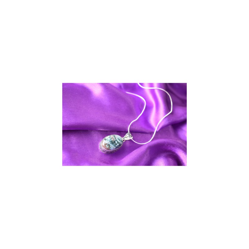 925 STERLING SILVER  JASPER CHAIN WITH PENDANT