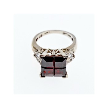 925 STERLING SILVER SPESSARTINE & GOSHENITE RING SIZE 6.5