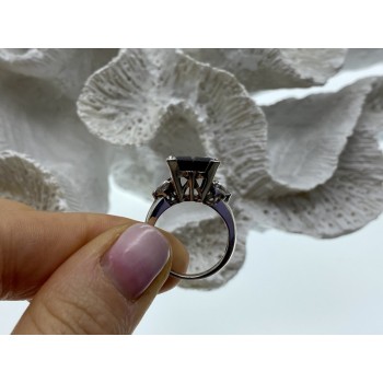 925 STERLING SILVER SPESSARTINE & GOSHENITE RING SIZE 6.5