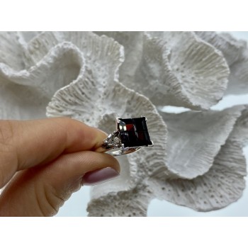 925 STERLING SILVER SPESSARTINE & GOSHENITE RING SIZE 6.5