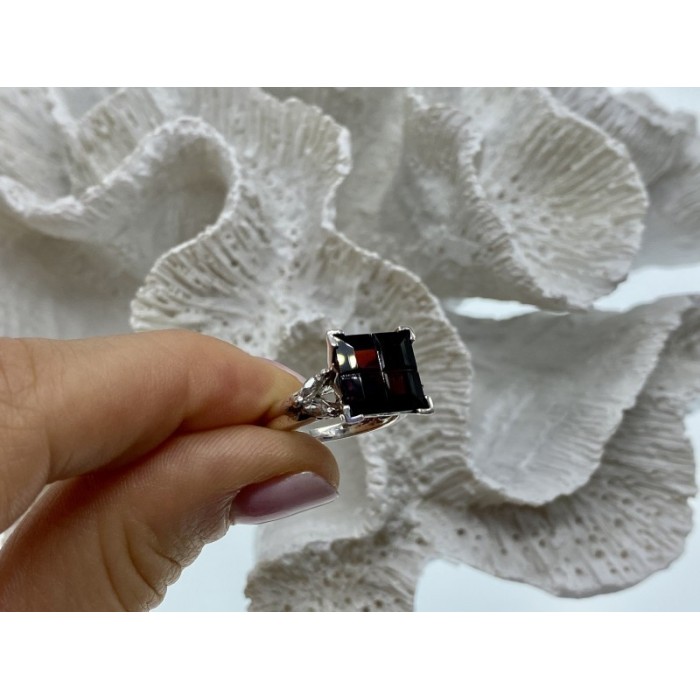 925 STERLING SILVER SPESSARTINE & GOSHENITE RING SIZE 6.5