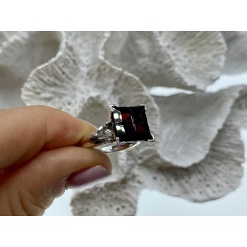 925 STERLING SILVER SPESSARTINE & GOSHENITE RING SIZE 6.5