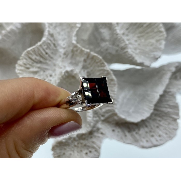 925 STERLING SILVER SPESSARTINE & GOSHENITE RING SIZE 6.5