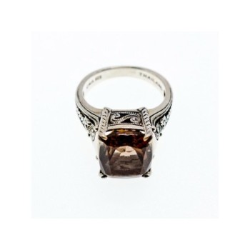925 Sterling Silver Brown Smoky Quartz Ring Size 6.5