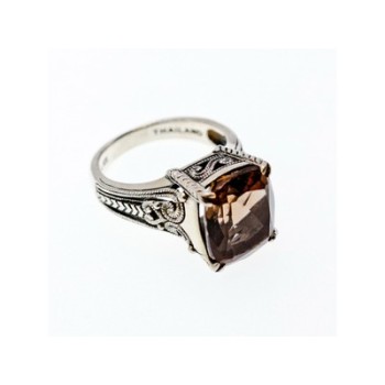 925 Sterling Silver Brown Smoky Quartz Ring Size 6.5