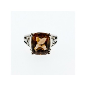 925 Sterling Silver Brown Smoky Quartz Ring Size 6.5