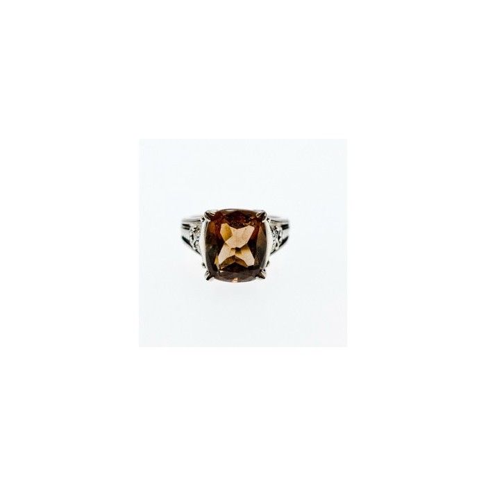 925 Sterling Silver Brown Smoky Quartz Ring Size 6.5
