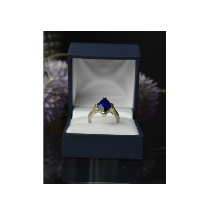 925 Sterling Silver Blue Tourmaline Ring Size 6.5