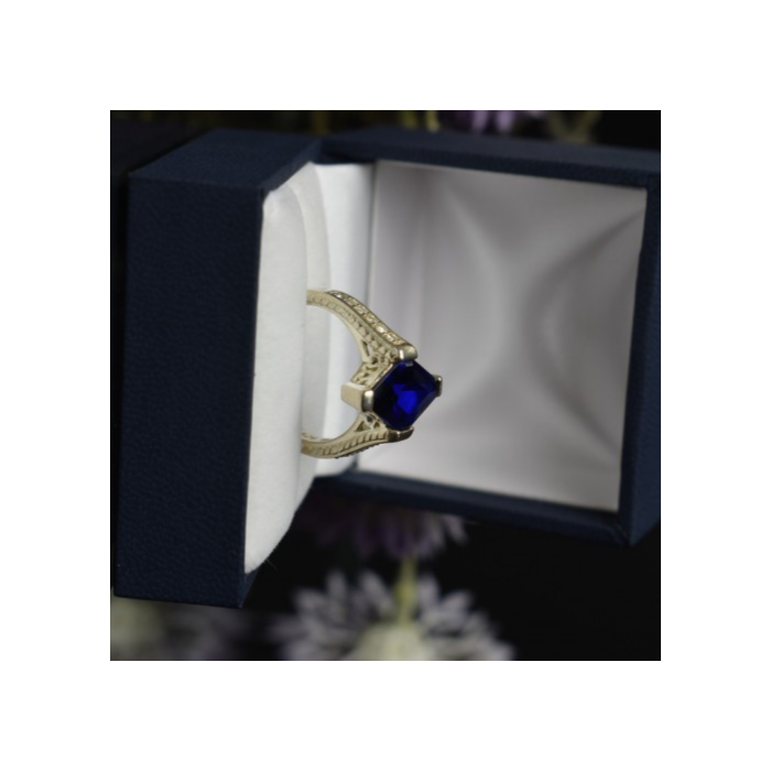 925 Sterling Silver Blue Tourmaline Ring Size 6.5