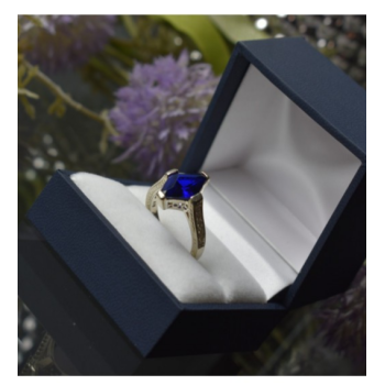 925 Sterling Silver Blue Tourmaline Ring Size 6.5