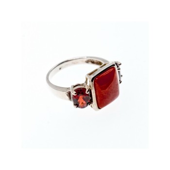 925 STERLING SILVER AGATE & GARNET RING SIZE 9.5