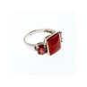 925 STERLING SILVER AGATE & GARNET RING SIZE 9.5