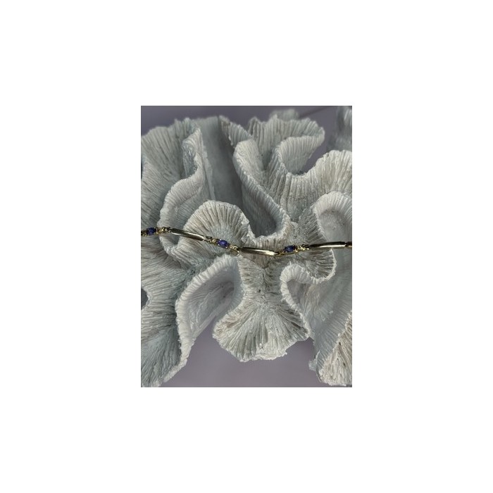 14K YELLOW GOLD TANZANITE & DIAMOND BRACELET LENGTH 7.5 INCH